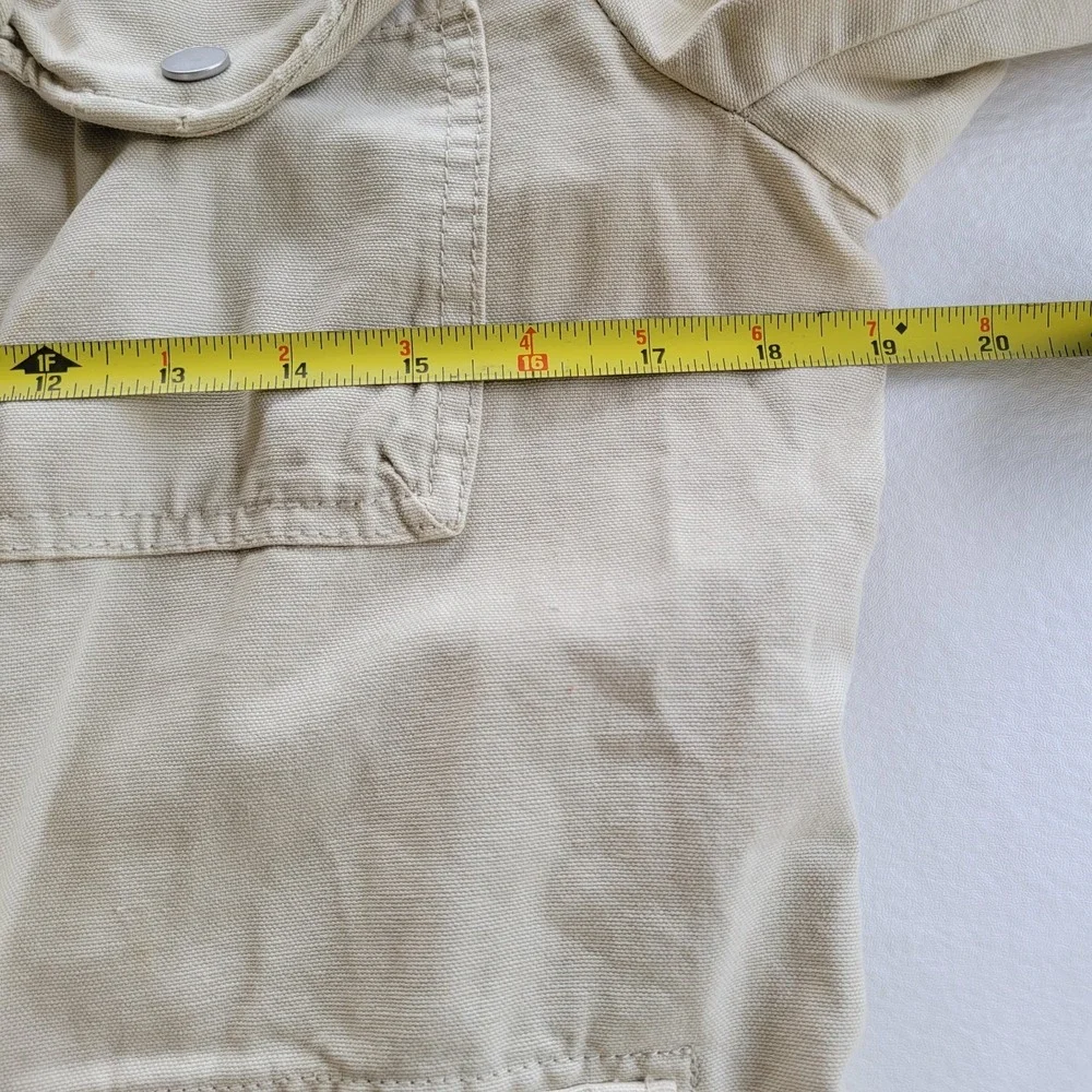 Womens Free People Seize The Day Button Zip-up Khaki Military Jacket Army M Boho - Picture 7 of 11